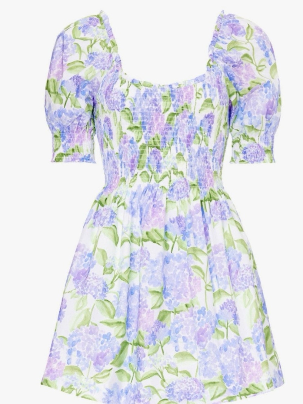 Floral Smocked Mini Dress in Lavender - Picture 2 of 7